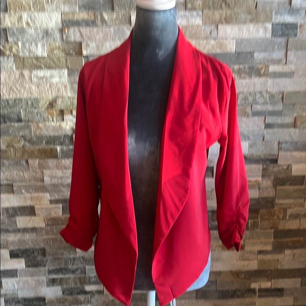 My Michell Women's Red Open Front Jacket